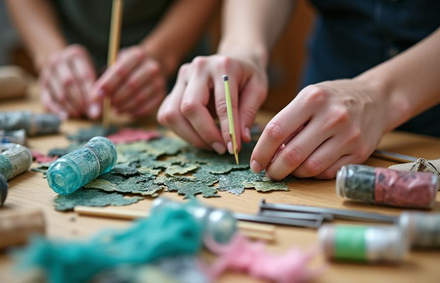 Taller de arte sostenible con materiales reciclados y técnicas ecológicas